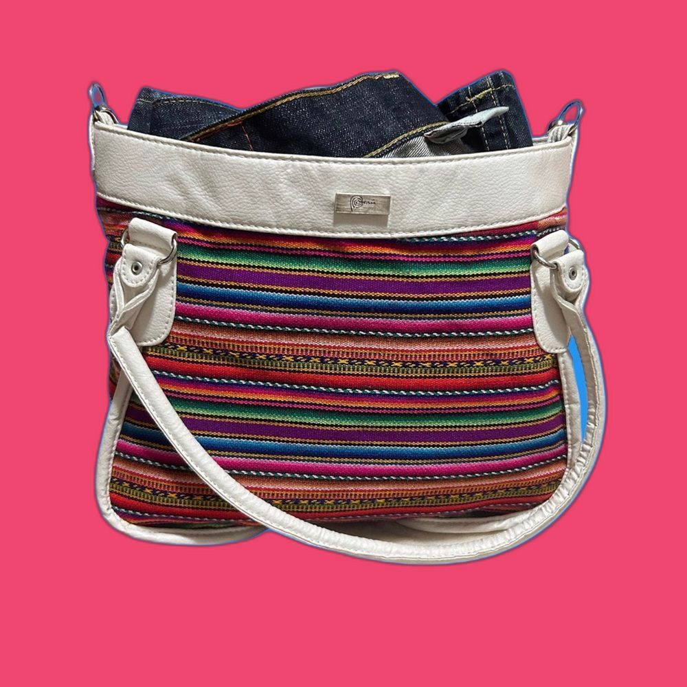 Early 2000s Bohemian Striped Bag Purse
